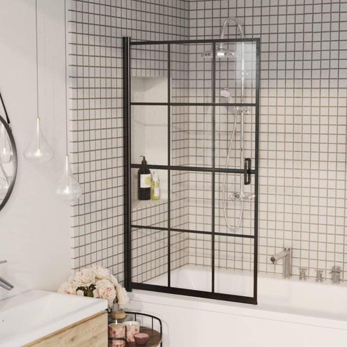vidaXL Douchewand 80x140 cm ESG zwart, Doe-het-zelf en Bouw, Sanitair, Nieuw, Verzenden