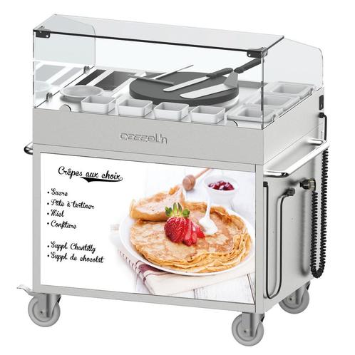 Crêpe-Trolley | RVS | 1 Bakplaat (Ø400mm) | 2.7kW |, Zakelijke goederen, Horeca | Keukenapparatuur, Nieuw in verpakking, Verzenden