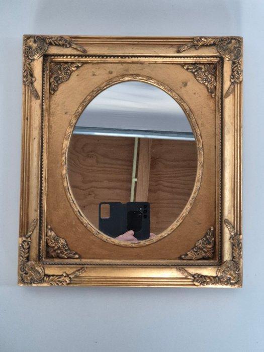 Spiegel - Gips, Hout - Goud Ovaal, Antiquités & Art, Curiosités & Brocante
