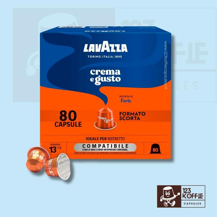 Lavazza Crema e Gusto Forte aluminium capsules Nespresso 80, Electroménager, Accessoires de machine à café, Envoi