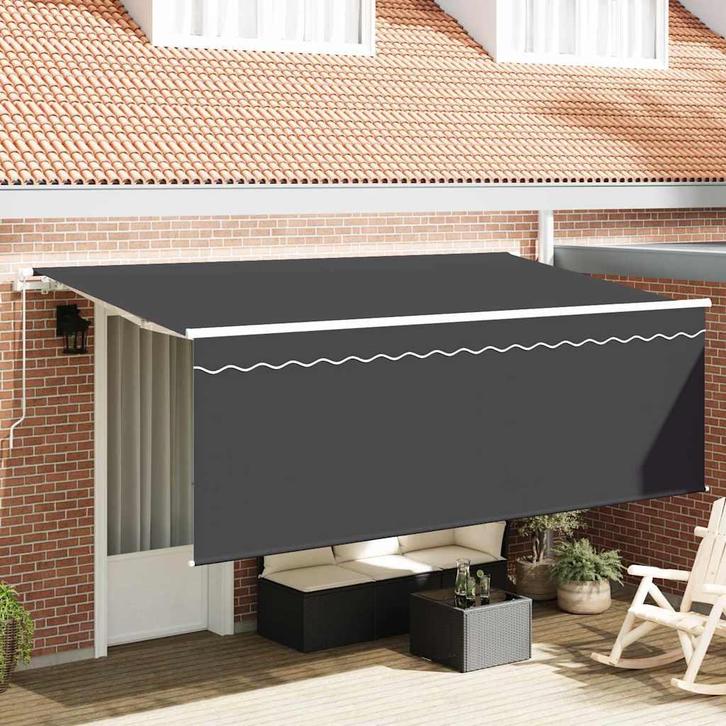 vidaXL Inklapbare Luifel Antraciet 350 x 200 cm Polyester en, Tuin en Terras, Zonneschermen, Nieuw, Verzenden