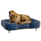 TRUUSK Hondenbed met Houten Poten - Polyester - Donkerblauw, Dieren en Toebehoren, Verzenden, Nieuw