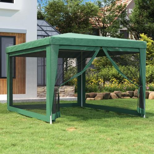 vidaXL Partytent met 4 mesh zijwanden 3x4 m HDPE groen, Tuin en Terras, Partytenten, Nieuw, Verzenden