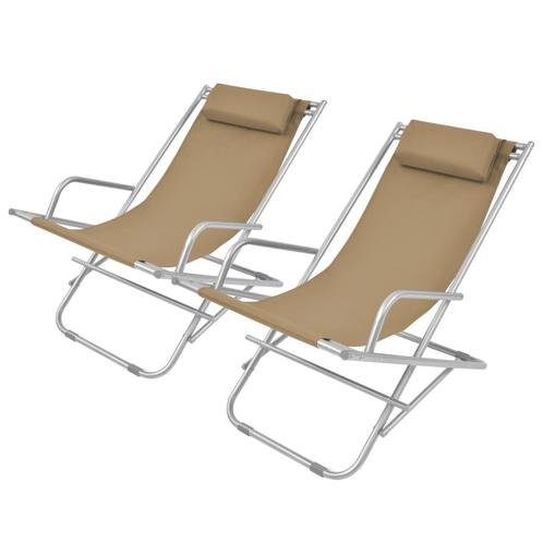 vidaXL Chaises inclinables de terrasse lot de2 Acier, Jardin & Terrasse, Chaises longues, Neuf, Envoi