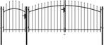 VidaXL tuinhek - lengte 4 meter - met poort en hek - zwart, Tuin en Terras, Verzenden, Nieuw
