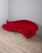 Sofa - Fluweel, Messing, Metaal - Gevouwen bank met rood