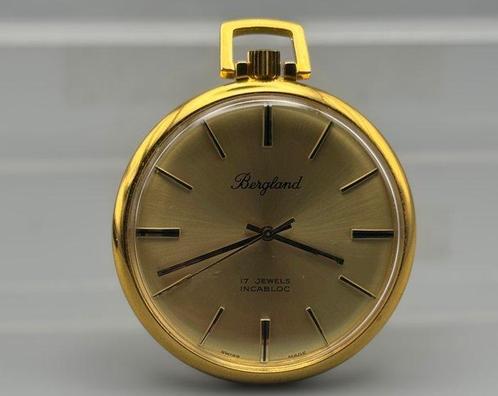 Bergland - Taschenuhr – 17 Jewels Incabloc – Vergoldet -, Handtassen en Accessoires, Horloges | Heren