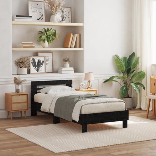 vidaXL Bedframe met LED-verlichting Zwart Eiken 90x190 cm, Huis en Inrichting, Slaapkamer | Bedden, Nieuw, Verzenden