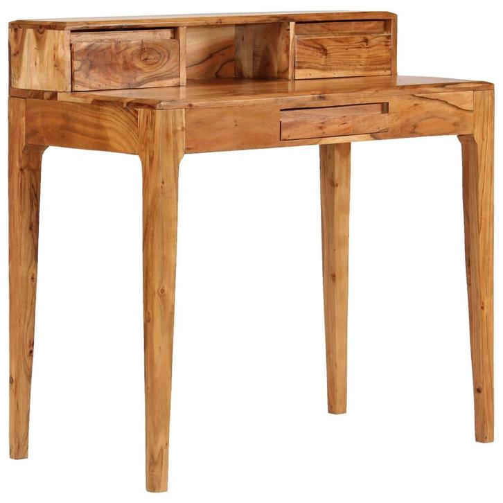vidaXL Schrijftafel met lades 88x50x90 cm massief hout, Huis en Inrichting, Bureaus, Nieuw, Verzenden