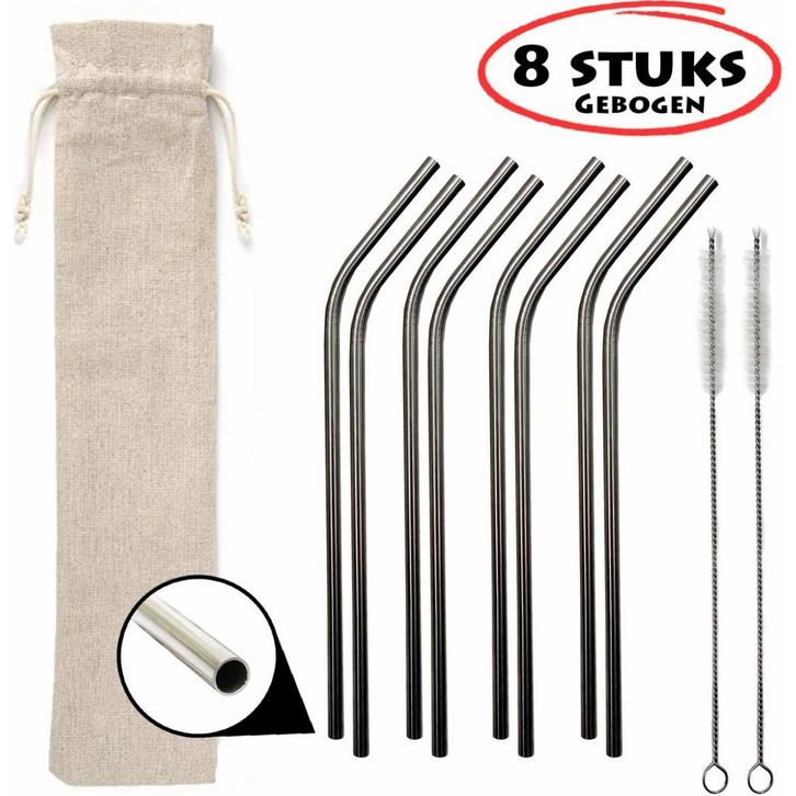 Fako Bijoux - RVS rietjes Set - Herbruikbaar - Herbruikbaar, Huis en Inrichting, Keuken | Bestek, Verzenden