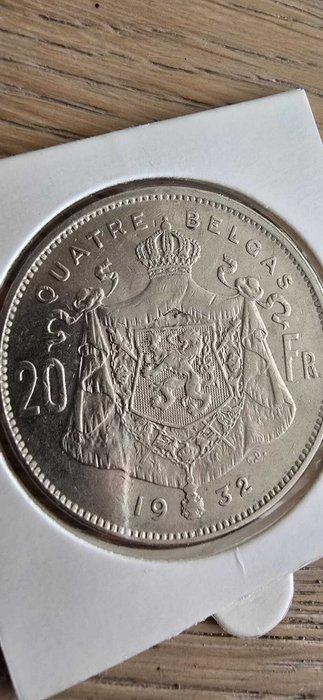 België. Albert I. 3 x 20Frank (4Belga)1931 & 1932 (Zonder, Postzegels en Munten, Munten | Nederland