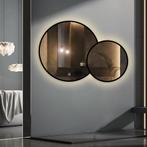 Dubbele LED spiegel rond met zwart frame - 1030x700xmm, Huis en Inrichting, Woonaccessoires | Spiegels, Nieuw, Rond, Verzenden