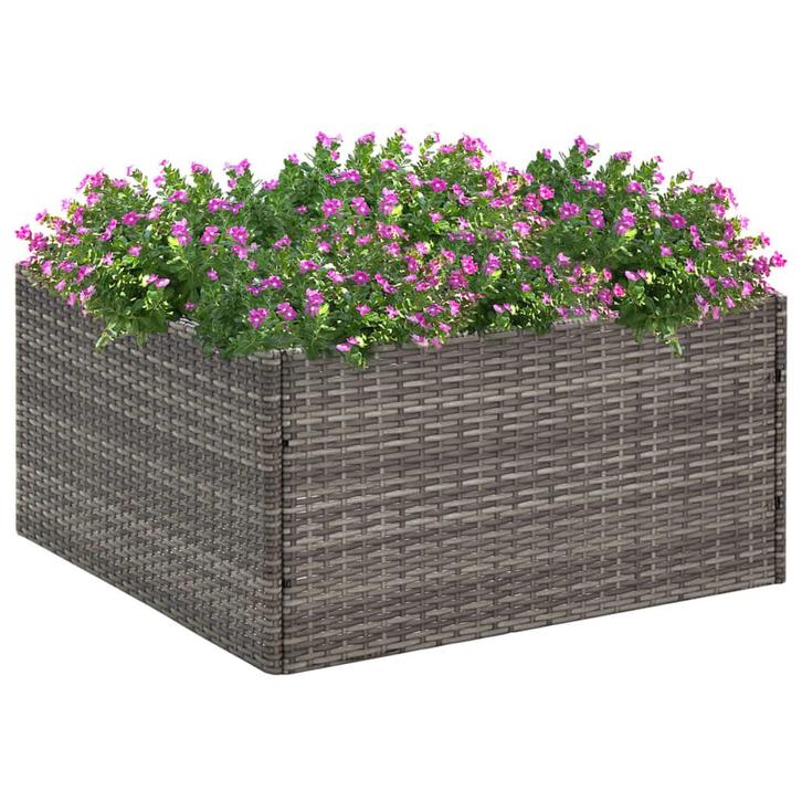 vidaXL Plantenbak 80x80x40 cm poly rattan grijs, Tuin en Terras, Bloempotten, Nieuw, Verzenden