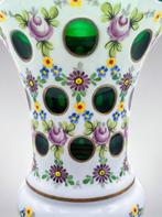 Vase - Cristal, Opaline - Fleurs peintes à la main, Antiek en Kunst