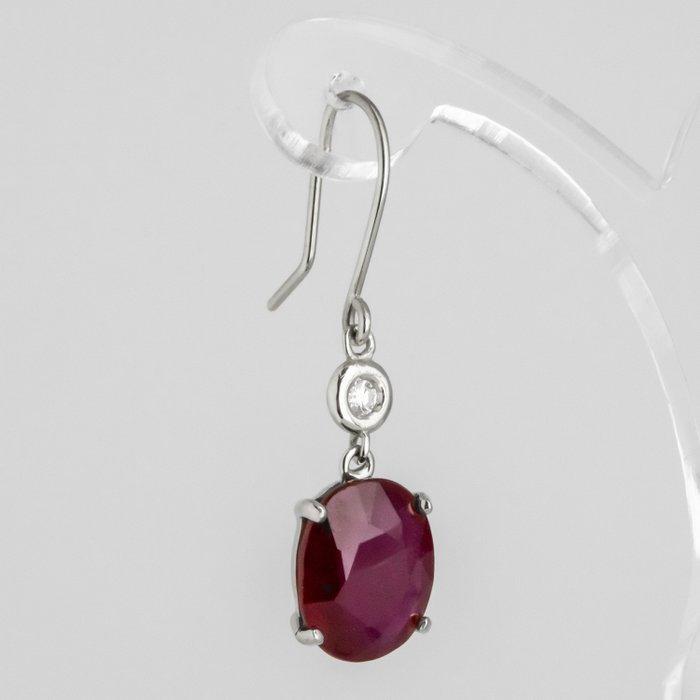 Oorbellen - 18 karaat Witgoud - 4.06ct. tw. Robijn - Diamant, Handtassen en Accessoires, Oorbellen