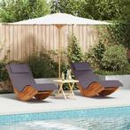 vidaXL Ligstoel 2 pcs Bruin 60 x 154 x 74 cm Massief, Tuin en Terras, Verzenden, Nieuw