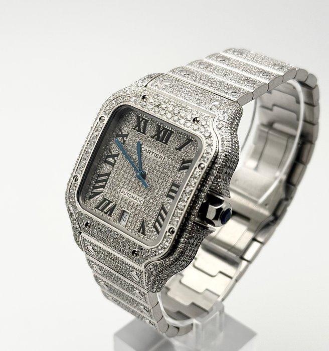 Cartier - Santos de Cartier Custom Diamonds Iced Out -, Handtassen en Accessoires, Horloges | Heren