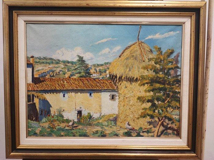 Escuela impresionista (XX) - La granja, Antiquités & Art, Art | Peinture | Classique