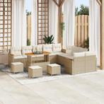 vidaXL 14-delige ligzetel set met kussens in beige poly, Tuin en Terras, Verzenden, Nieuw