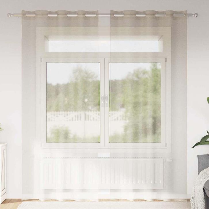 vidaXL Voile Gordijn met gordijnen 2 pcs Zand 140x245cm, Huis en Inrichting, Stoffering | Gordijnen en Lamellen, Nieuw, Verzenden