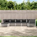 vidaXL 7-delige Loungeset met kussens staal wit, Tuin en Terras, Tuinsets en Loungesets, Verzenden, Nieuw, Loungeset