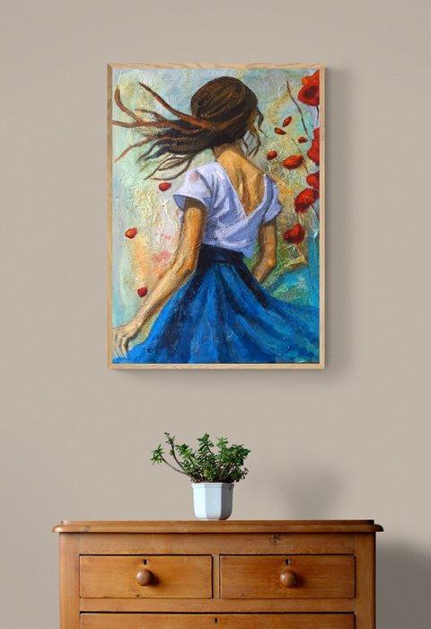 Corina Schroeder - Windy day, Antiquités & Art, Art | Peinture | Moderne