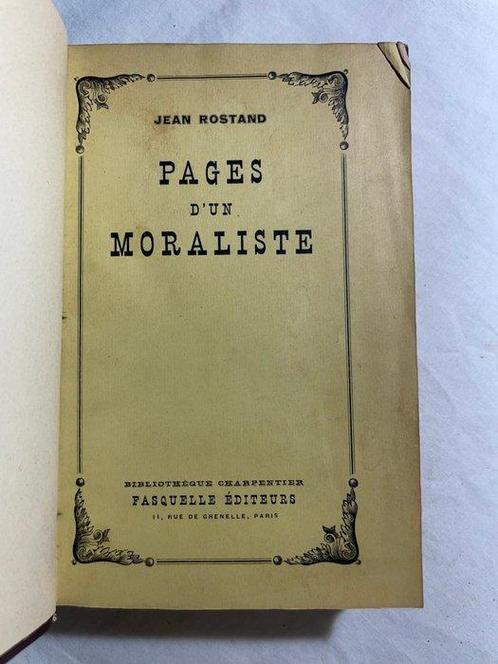 [Signé] Jean Rostand - Pages dun Moraliste - 1952, Antiek en Kunst, Antiek | Boeken en Manuscripten
