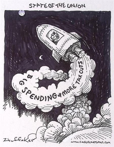 Pentekening Amerika - State of the Union (lijst optie), Antiek en Kunst, Kunst | Tekeningen en Fotografie, Verzenden