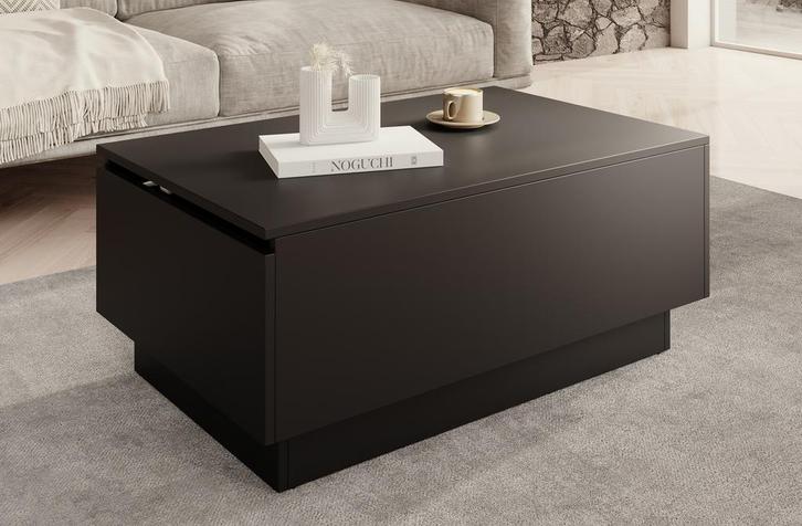 Salontafel rechthoekig mat zwart - klep 90cm, Huis en Inrichting, Tafels | Salontafels, Nieuw, 50 tot 100 cm, Minder dan 50 cm