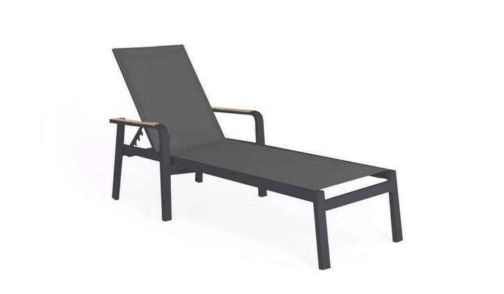 Suns Tutti ligbed matt royal grey/dark grey met teak, Tuin en Terras, Tuinsets en Loungesets