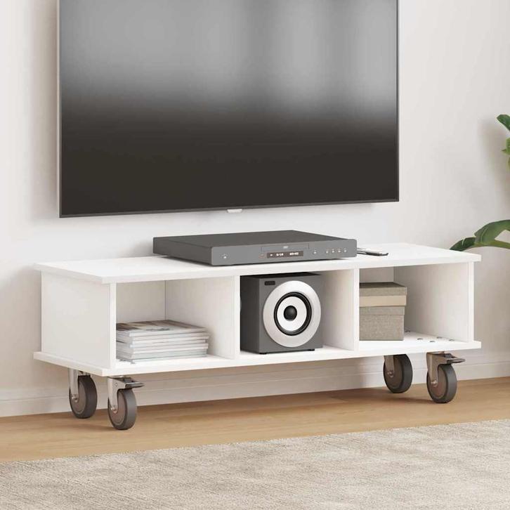 vidaXL TV Stand Wit 100 x 35 x 35 cm Bewerkt hout, Huis en Inrichting, Kasten |Televisiemeubels, Nieuw, Verzenden