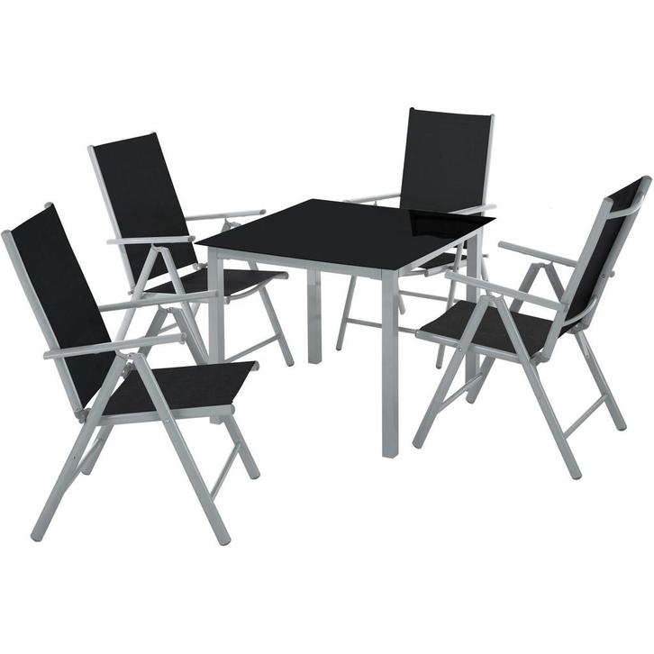 tectake Aluminium zitgroep 4+1 - zilver, Tuin en Terras, Tuinsets en Loungesets, Verzenden
