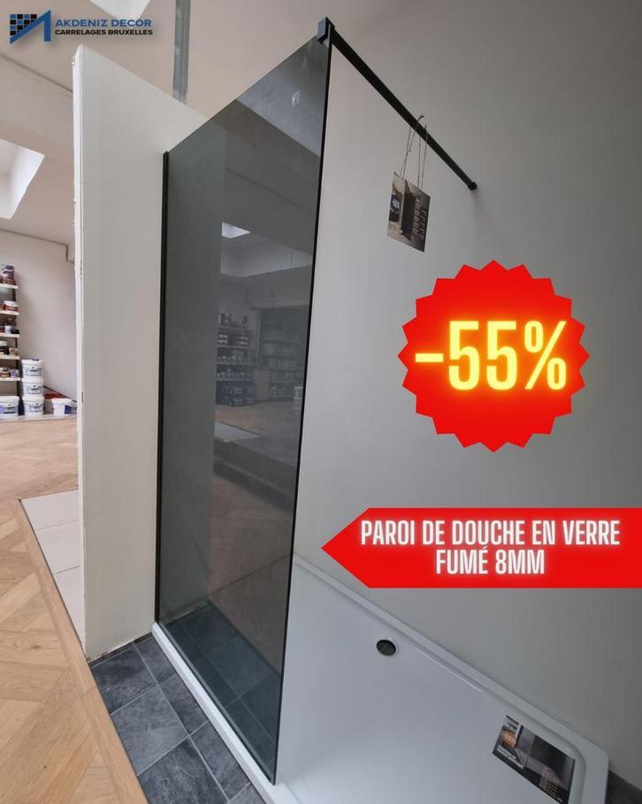 Paroi de douche en verre fumé 8mm PROMO, Doe-het-zelf en Bouw, Sanitair, Douche
