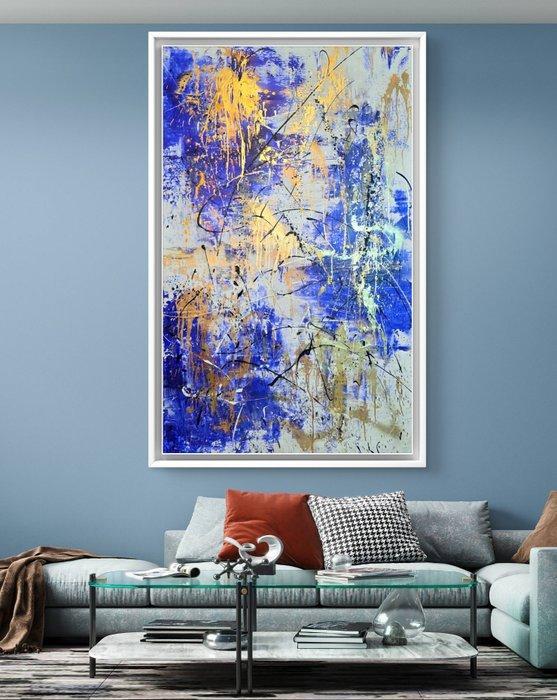Irena Lenartowicz - Blue&Gold Composition - XXL, Antiek en Kunst, Kunst | Schilderijen | Modern
