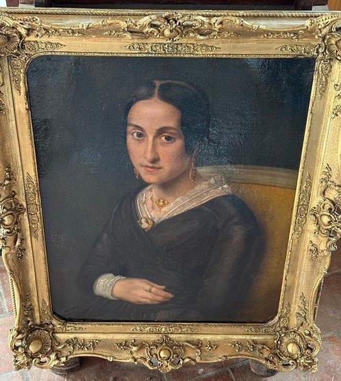 Franse school (XIX) - Ritratto di Gentildonna, Antiek en Kunst, Kunst | Schilderijen | Klassiek