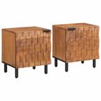 vidaXL Nachtkastje 2 pcs Bruin 40 x 33 x 46 cm Massief Mango, Verzenden, Nieuw