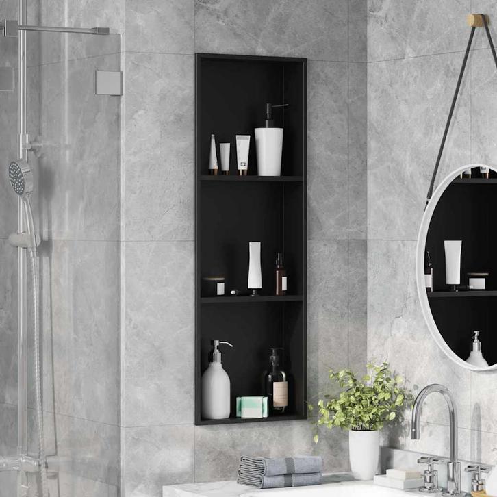 vidaXL Douche Niche Zwart 90 x 30 x 9.5 cm Roestvrij staal, Doe-het-zelf en Bouw, Sanitair, Nieuw, Verzenden