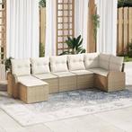 vidaXL Tuinbank Set met kussen 7 pcs Beige Poly rattan, Tuin en Terras, Tuinsets en Loungesets, Verzenden, Nieuw
