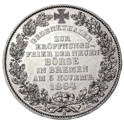 Allemagne, Brême Thaler (taler) 1864. Eröffnung der Neuen, Postzegels en Munten, Munten | Europa | Niet-Euromunten