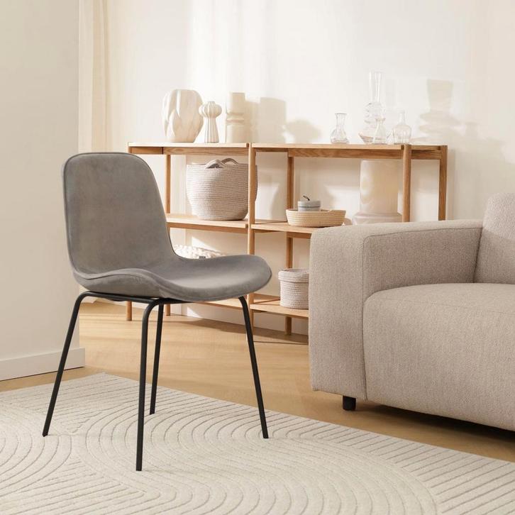 Grijze eetkamerstoel | Velvet | Fluweel | Aanbieding, Huis en Inrichting, Stoelen, Grijs, Eén, Nieuw, Stof, Verzenden