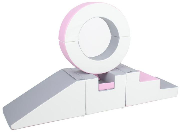 Foam blokken - met hoepel en glijbaan - 7 delig - roze grijs, Kinderen en Baby's, Speelgoed | Educatief en Creatief, Nieuw, Ophalen of Verzenden
