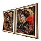 Ksavera - Japanese geisha DS0700 - diptych in gold frame, Huis en Inrichting, Nieuw