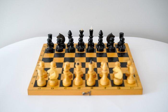 Schaakspel - Vintage Soviet Chess Set - Hout, Antiek en Kunst, Curiosa en Brocante