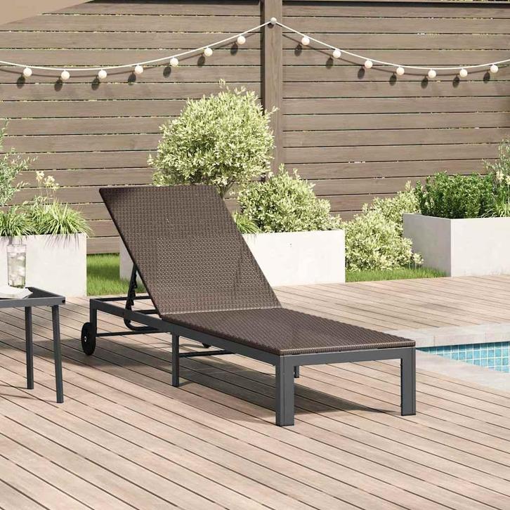 vidaXL Ligstoel 1-persoon Bruin 206 x 62,5 x 74 cm poly, Tuin en Terras, Ligbedden, Nieuw, Verzenden