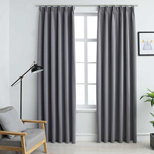 vidaXL Gordijnen verduisterend met haken 2 st 140x175 cm, Huis en Inrichting, Stoffering | Gordijnen en Lamellen, Nieuw, Verzenden