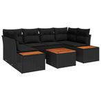 vidaXL Tuinbank Set met kussen 6 pcs Zwart Poly rattan, Verzenden