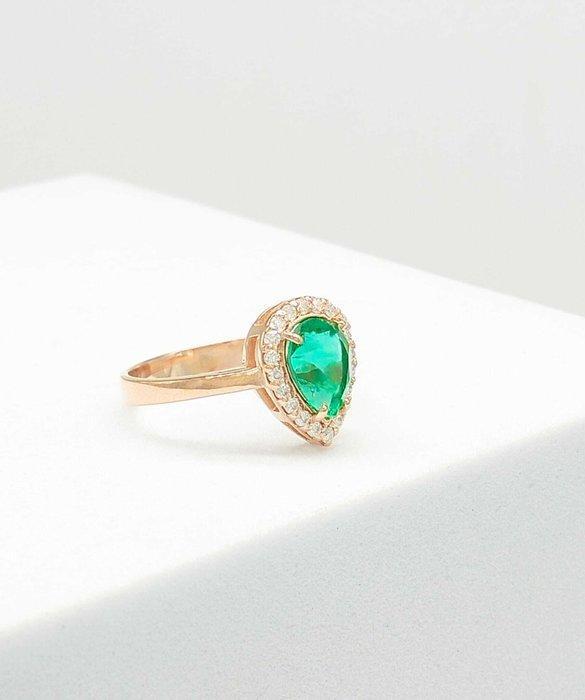 Zonder Minimumprijs - Ring - 14 karaat Roségoud Smaragd -, Bijoux, Sacs & Beauté, Bagues