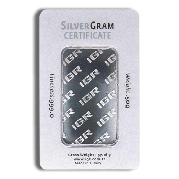 50 gram - Zilver .999 - IGR, UAE - Verzegeld en met, Postzegels en Munten, Edelmetalen en Baren