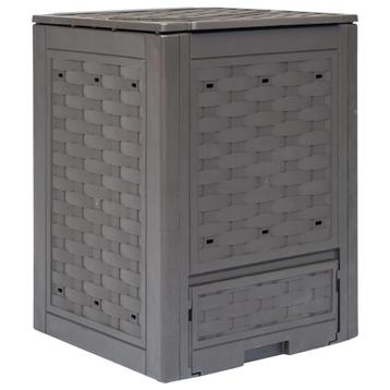 vidaXL Compostbak 300 L 60x60x83 cm kunststof rattan bruin, Verzenden