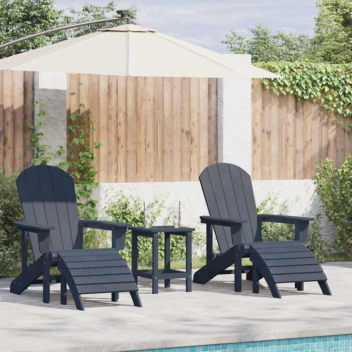 vidaXL Tuinstoel 2 pcs Marineblauw 83 x 74 x 92 cm, Tuin en Terras, Tuinstoelen, Nieuw, Verzenden